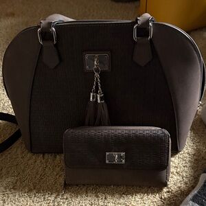 Elegant Brown Handbag and Wallet Set